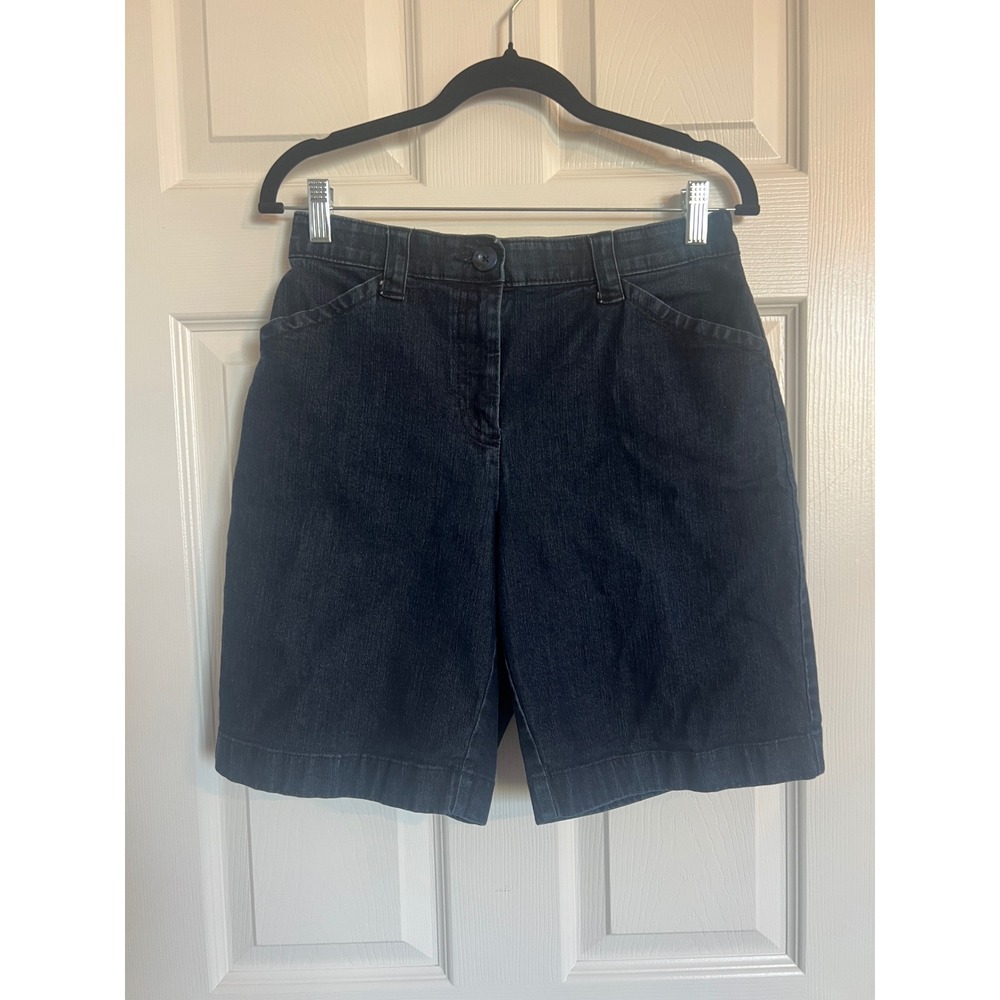 Classic Fit Dark Wash Denim Bermuda Shorts L.L.Bean Women's 8